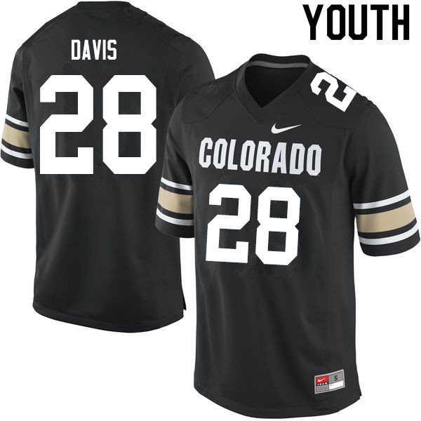 Youth #28 Joe Davis Colorado Buffaloes College Football Jerseys Sale-Home Black - Click Image to Close